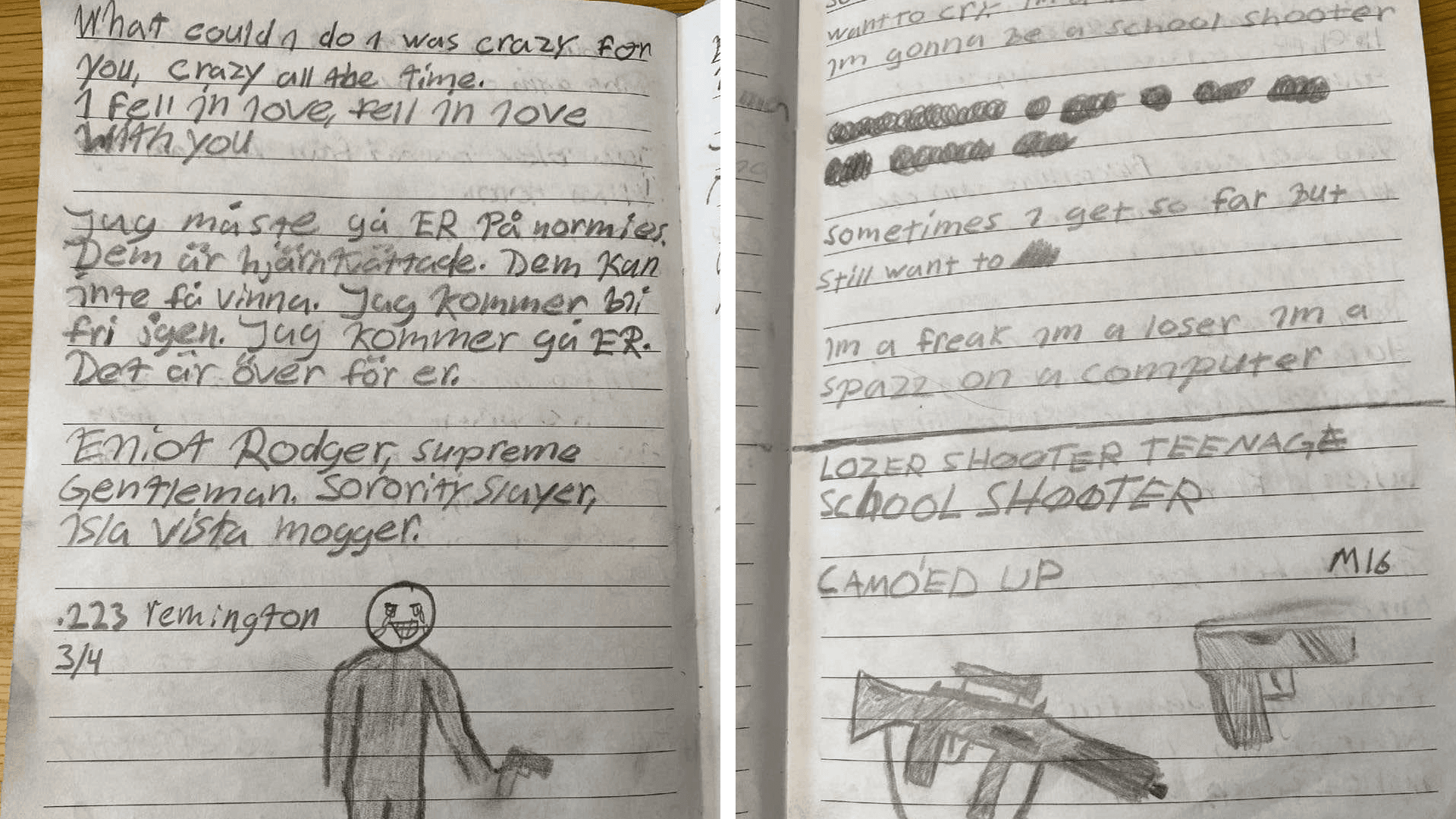 Ur anteckningsboken. Foto: Polisen