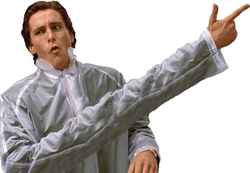 a man in a gray jacket is pointing with his finger