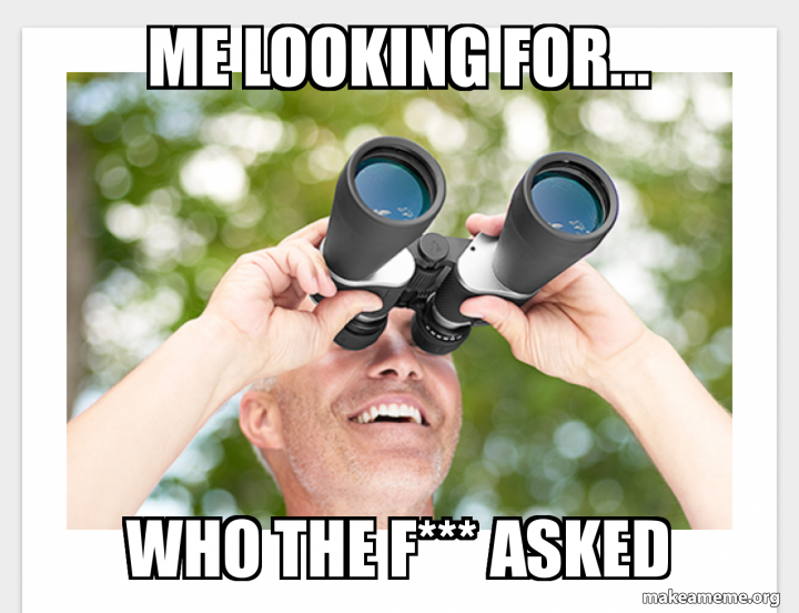 Me looking for... Who the f*** asked - Who the f*** asked like really |  Make a Meme