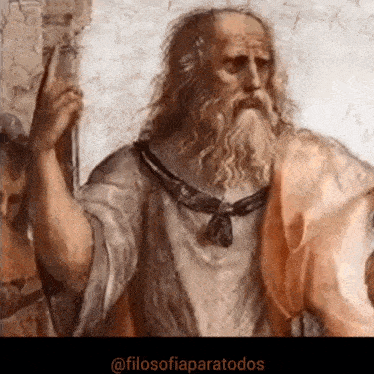a painting of a man with long hair and a beard with the hashtag filosofiaparatodos
