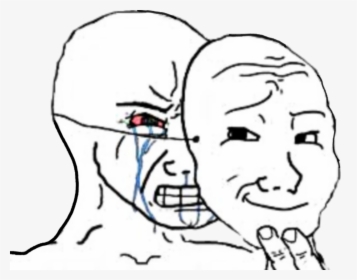 troll #face #meme #angry #happy #mad #mask #fake #lies - Crying Behind Mask  Meme, HD Png Download , Transparent Png Image - PNGitem