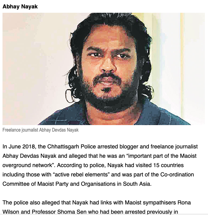 Vijay Patel on X: Fake News by Zubair and Altnew. The person, Abhay Devdas  Nayak, is a Naxalite and was arrested by the Bastar police in 2018. Abhay  Nayak is as much