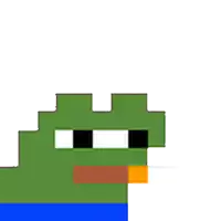 a pixel art drawing of a green frog with a gray beard .