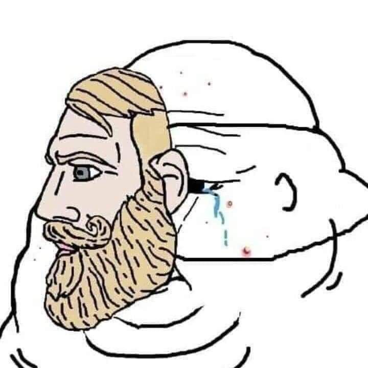 This may contain: a drawing of a man with a beard next to another man's head and face