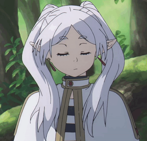 a drawing of a girl with long white hair
