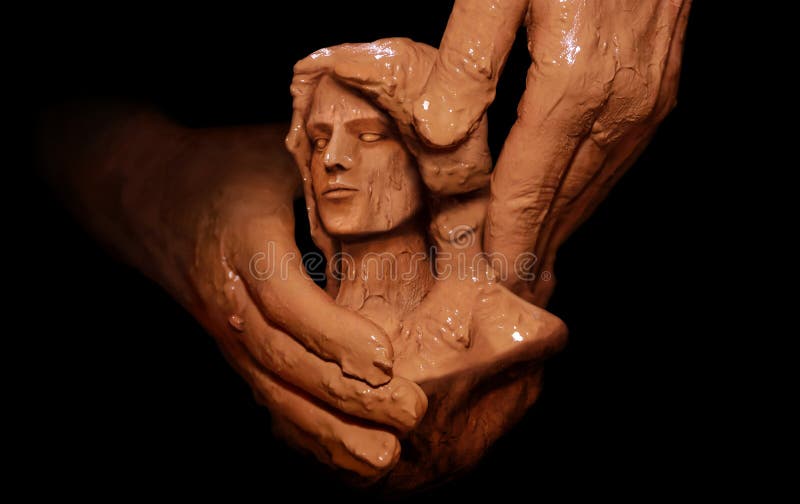 Hands of God Creating Man from Clay Stock Image - Image of dirt, human:  235341563