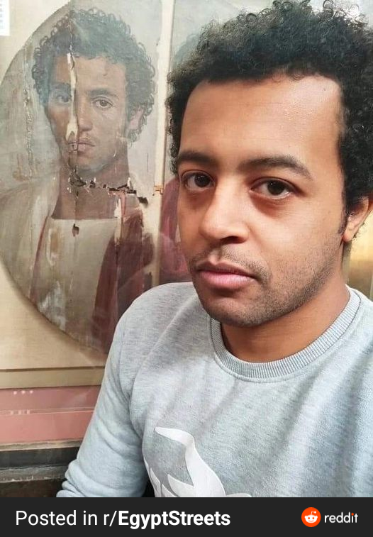 A present Egyptian beside one of his ancestors drawn 2000 years ago. Fayuom  Portraits, Egyptian Museum in Cairo. : r/Damnthatsinteresting