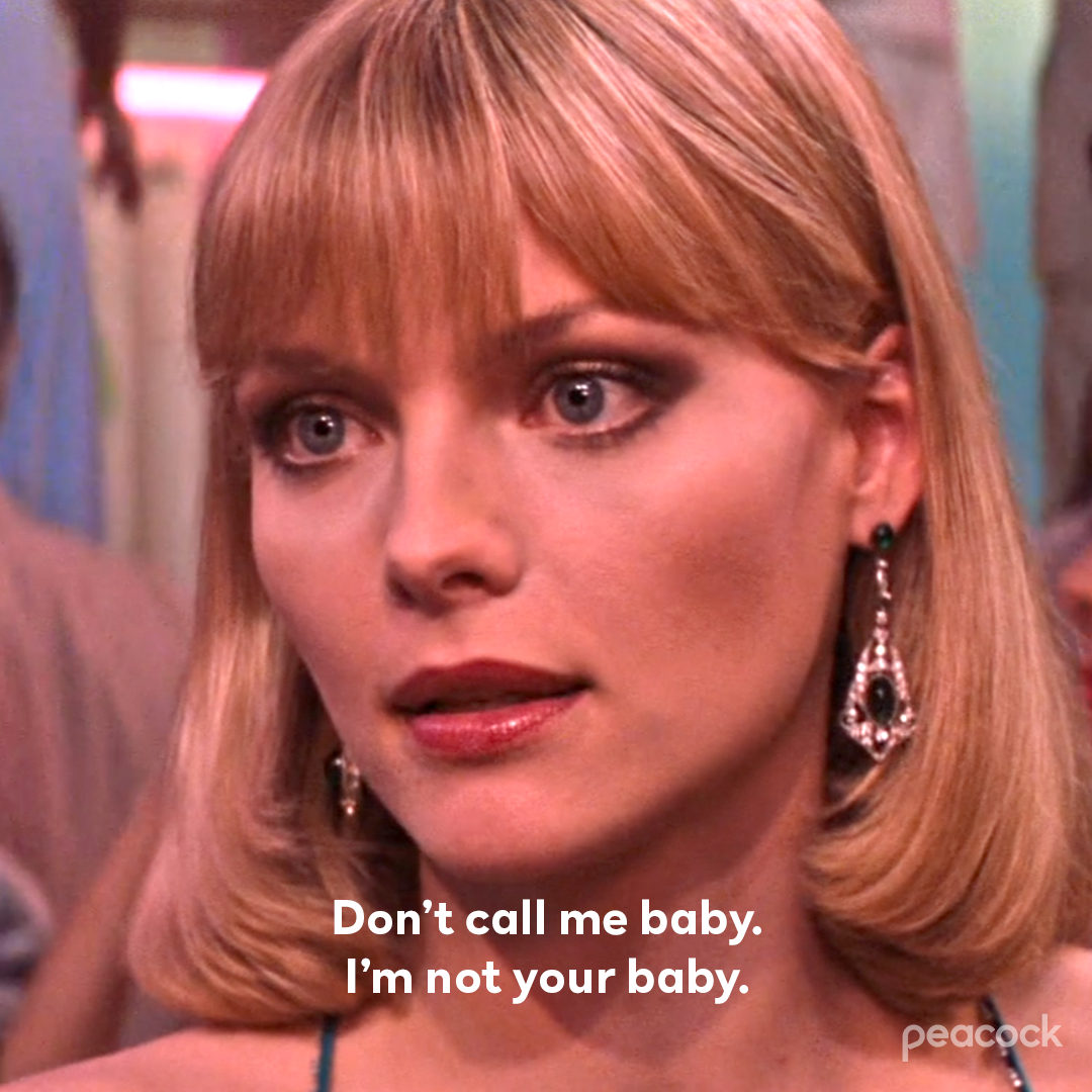 Peacock on X: The vibe is Michelle Pfeiffer in Scarface. That's the vibe.  https://t.co/3YJDB5Ikcp / X
