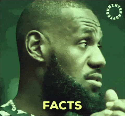 a man with a beard has the word facts written on his face