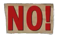 a piece of torn paper with the word no written on it