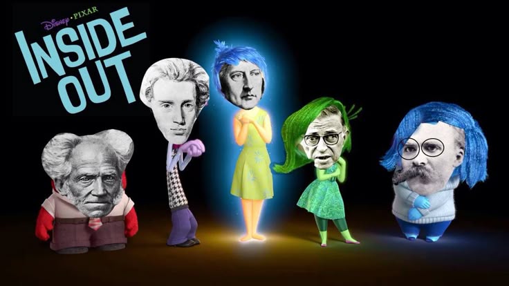 This may contain: the inside out characters are posed in different poses