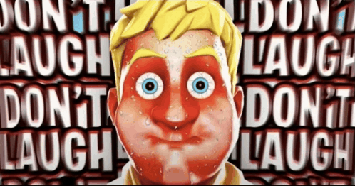 a man with a red face is surrounded by the words  don t laugh 