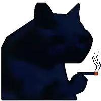 a black cat smoking a cigarette with smoke coming out of it 's mouth
