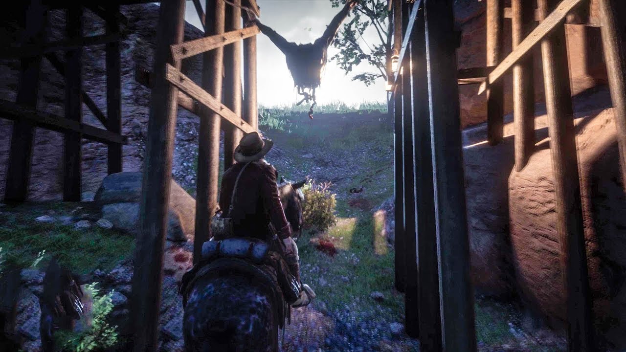 Red Dead Redemption 2 - Man Cut in Half and Hanged Under Train Track RDR2 -  YouTube