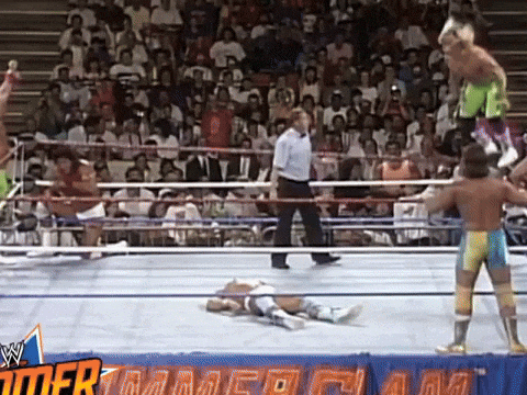 Image result for wrestler jumping off ropes gif