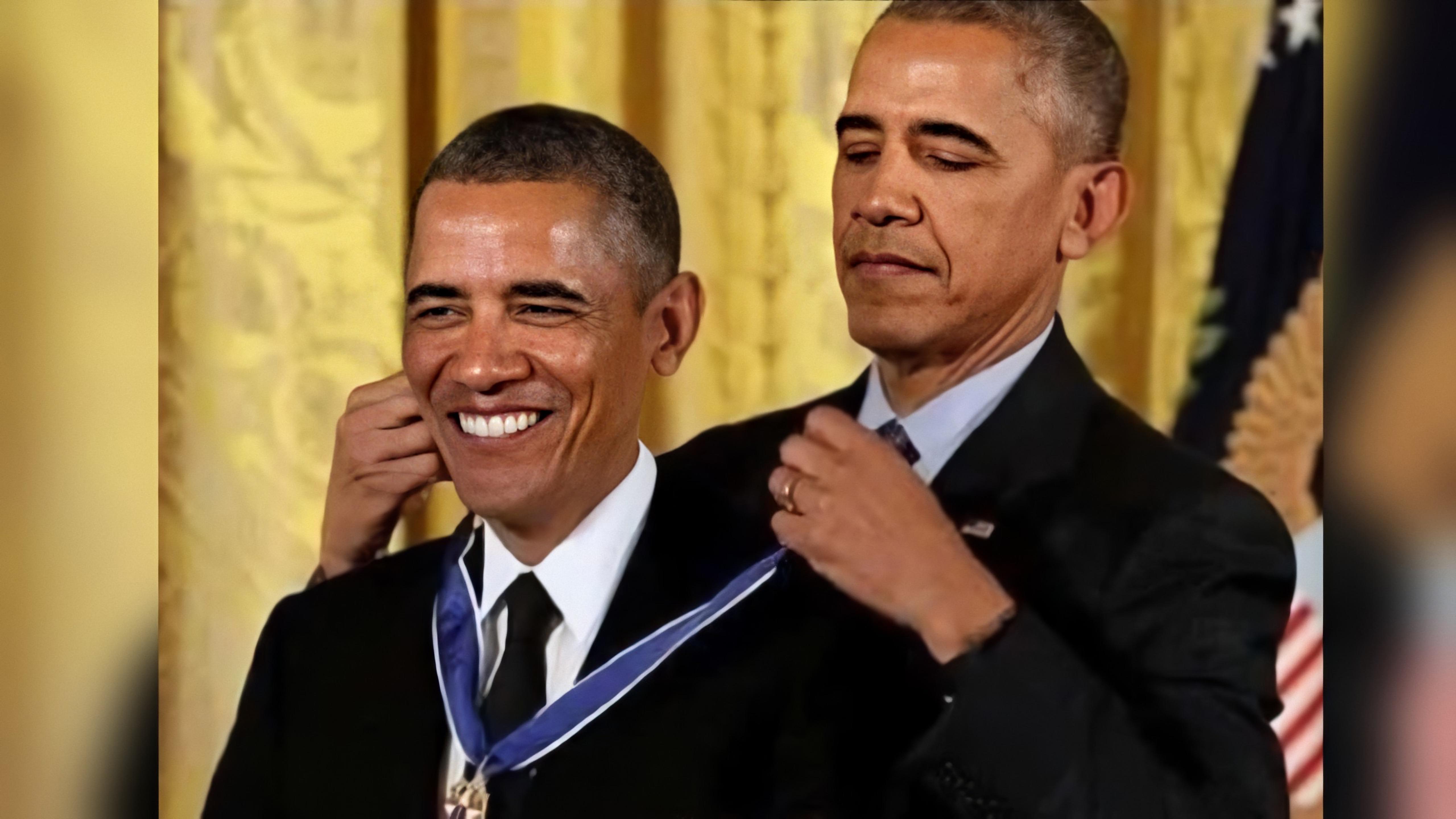 r/MemeRestoration - Barack Obama, Barack Obama are posing for a picture