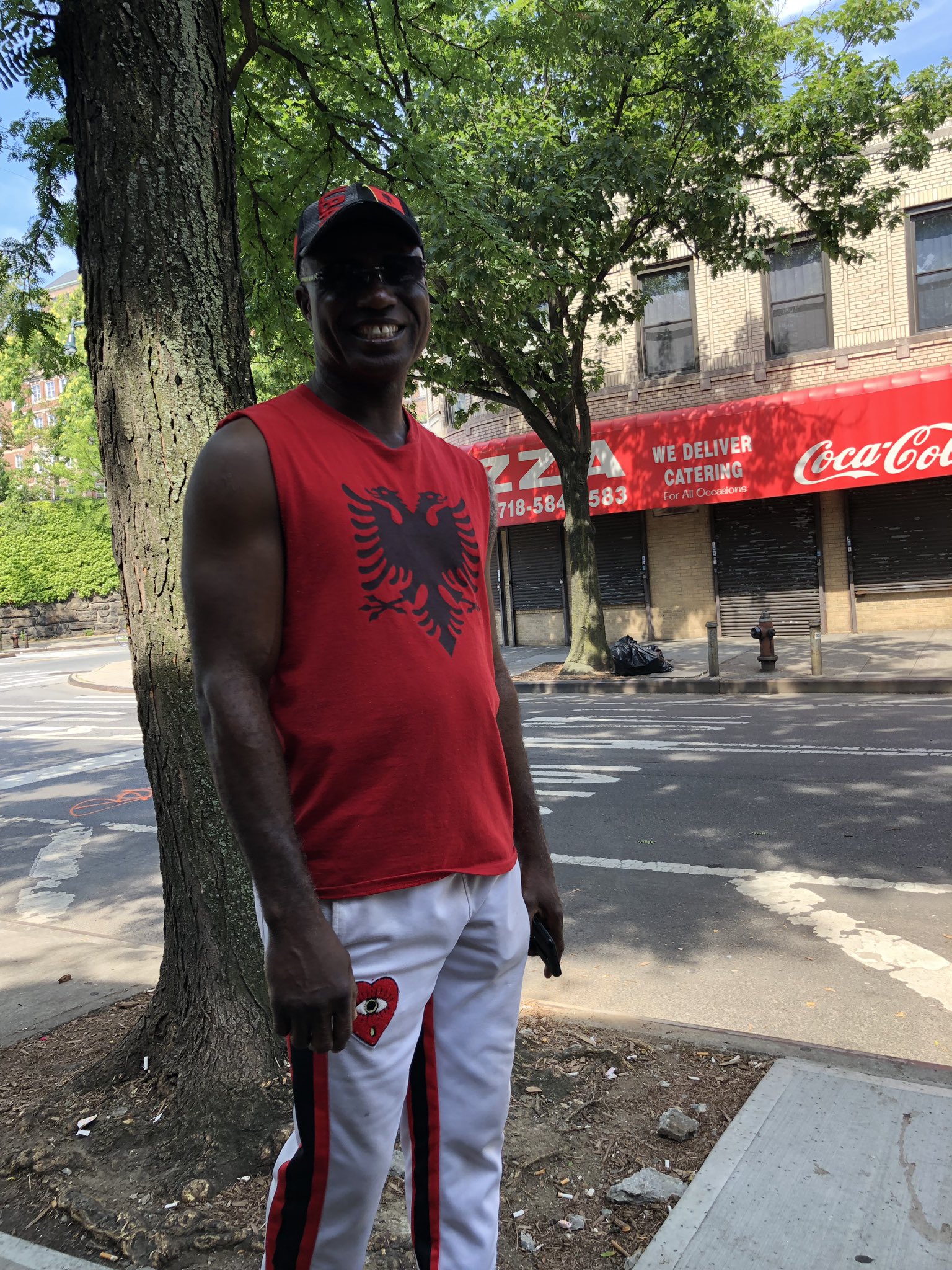 Teuta on Twitter: While having coffee in #PrincCoffee in Bronx I took the  photo of a man with T-shirt and hat with Albanian red and black flag with 2  headed eagle. Nice