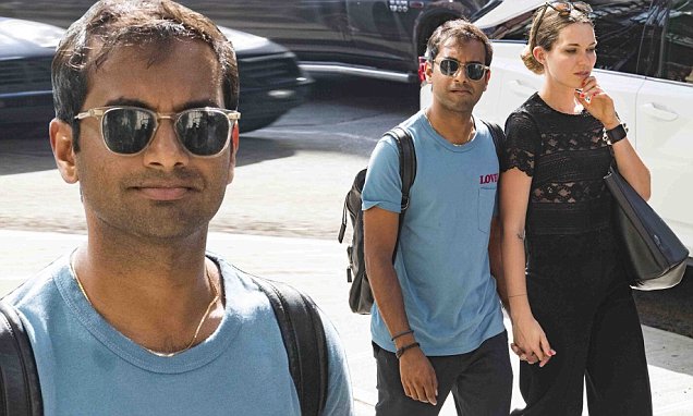 Aziz Ansari holds hands with new girlfriend during stroll in New York City  while wearing 'Lover' tee | Daily Mail Online