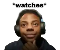 a man wearing headphones with the words * watches * written above him