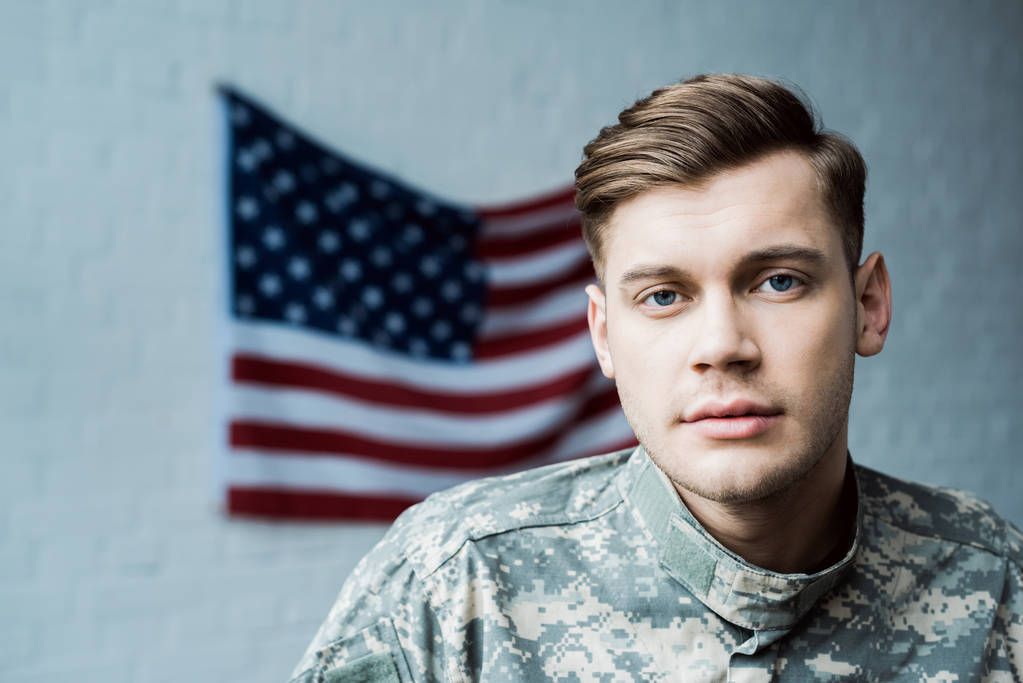 Handsome Man In Military Uniform Looking At Free Stock Photo and Image