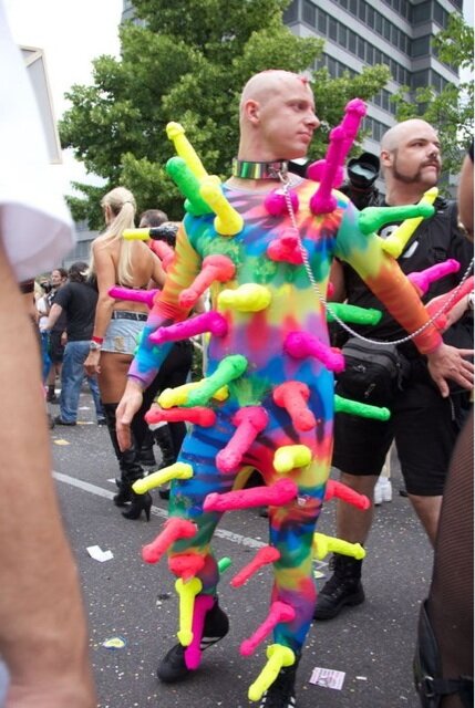 Okay wow I thought that guy with dildos stuck to him comment RE: gay  pride debates was a joke but lmfao wow