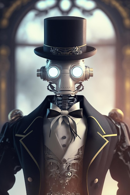 Premium AI Image | Generative ai illustration scifi futuristic humanoid  gentleman robot