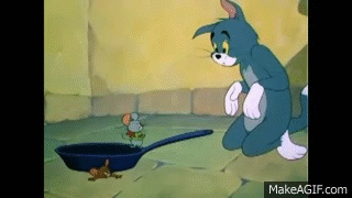 Tom and Jerry: Tom with his head in the shape of the pan on Make a GIF