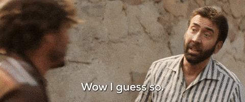 I Guess Nicolas Cage GIF by The Unbearable Weight of Massive Talent