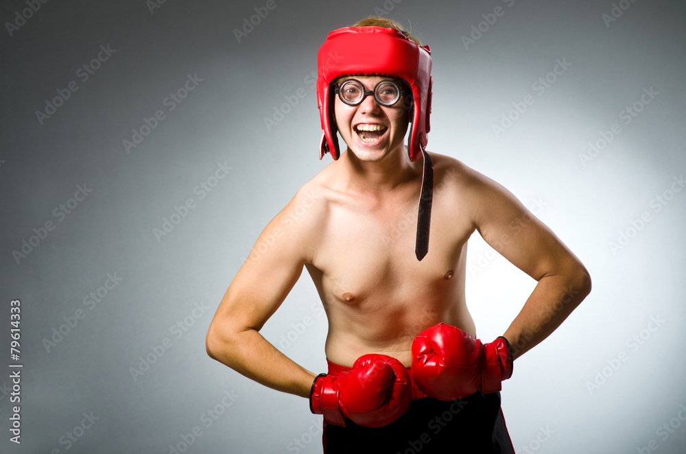 Funny nerd boxer in sport concept Stock Photo | Adobe Stock