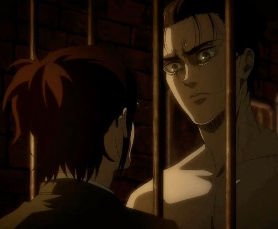 hanji talking to eren in his cell in 2021 | Attack on titan eren, Eren  jaeger, Bravest warriors