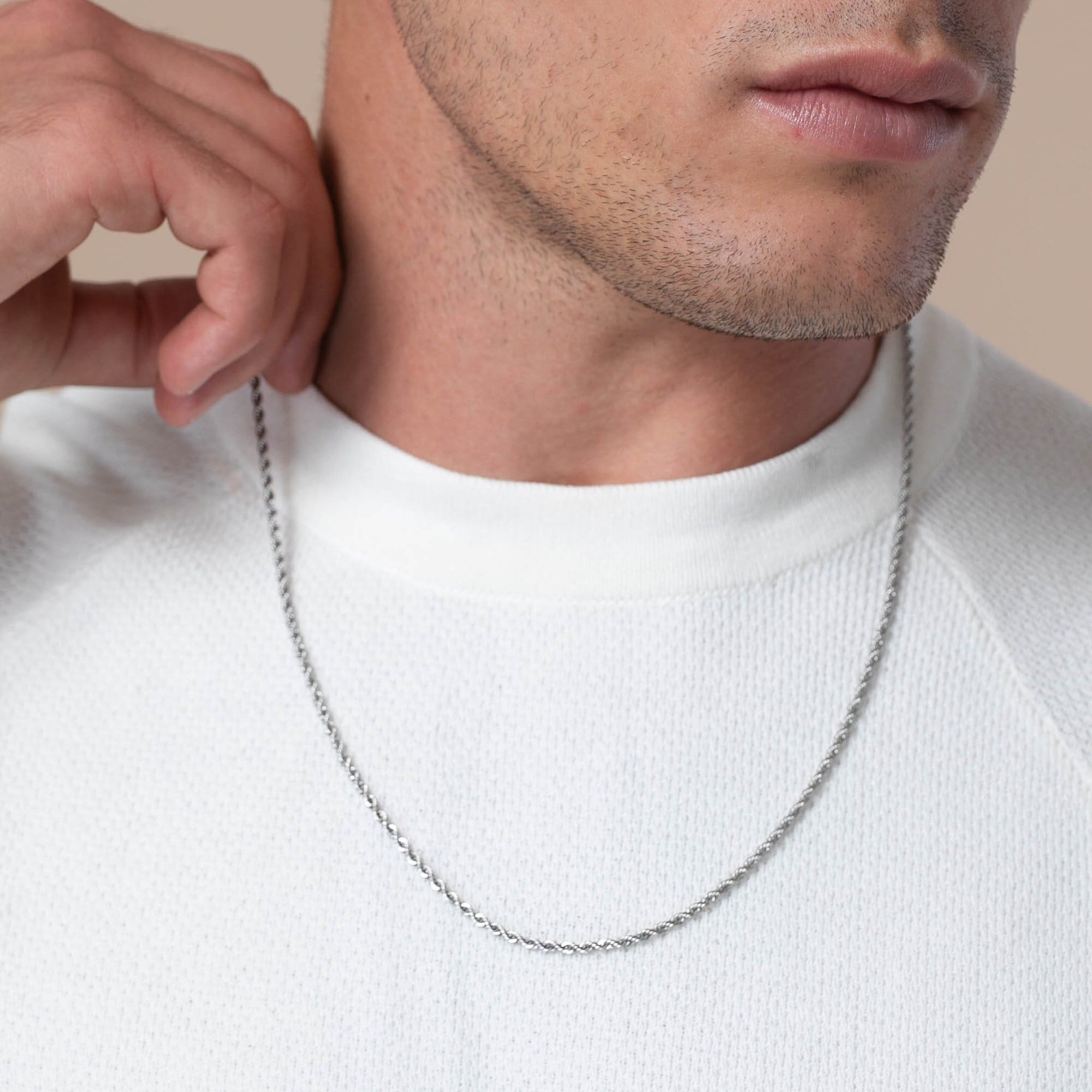 Men's Silver Necklace Men's Chain Necklace - Etsy Polska