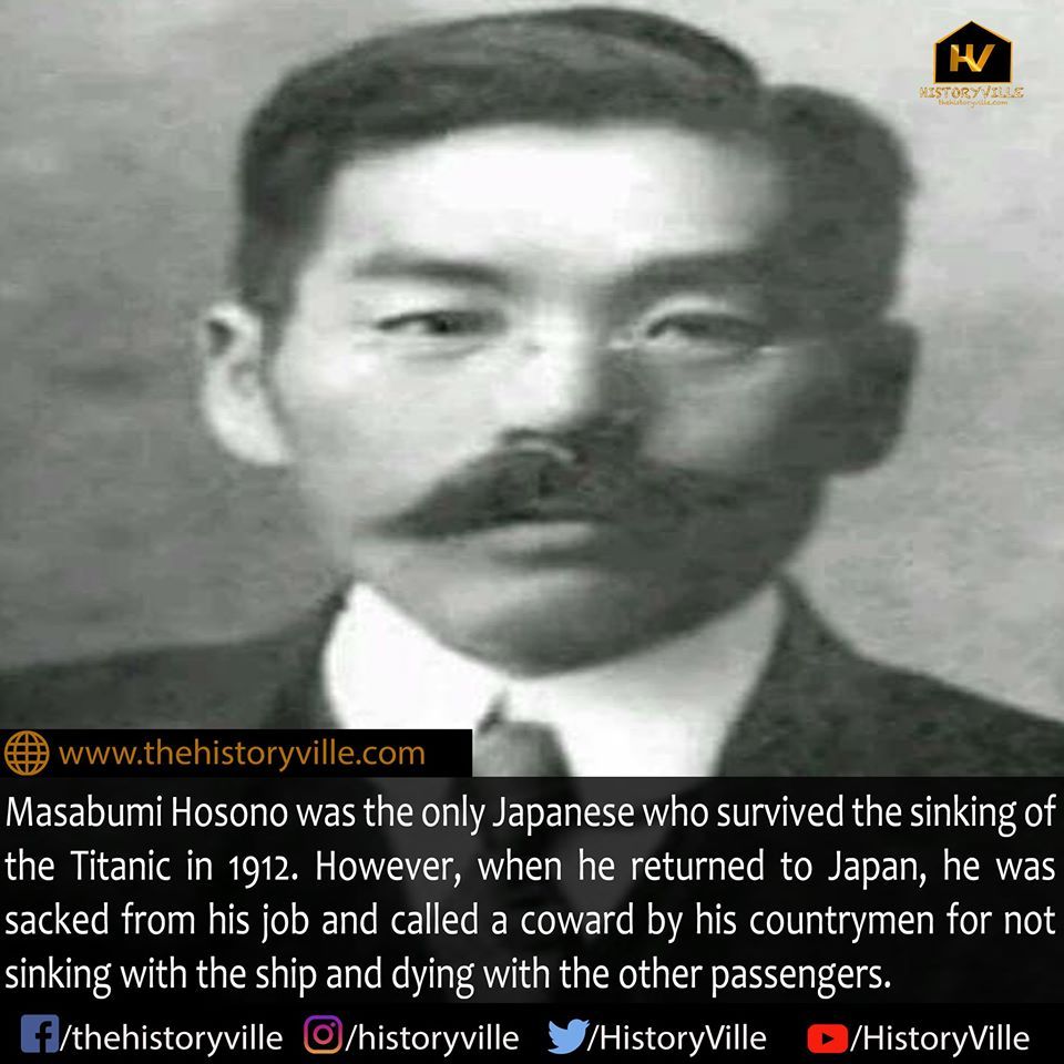H i s t o r y V i l l e on Twitter: "Masabumi Hosono was 41 years old when  he boarded the Titanic as the only Japanese passenger on the