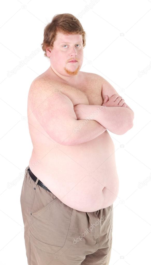 Fat man isolated on white ⬇ Stock Photo, Image by © belchonock #47552513